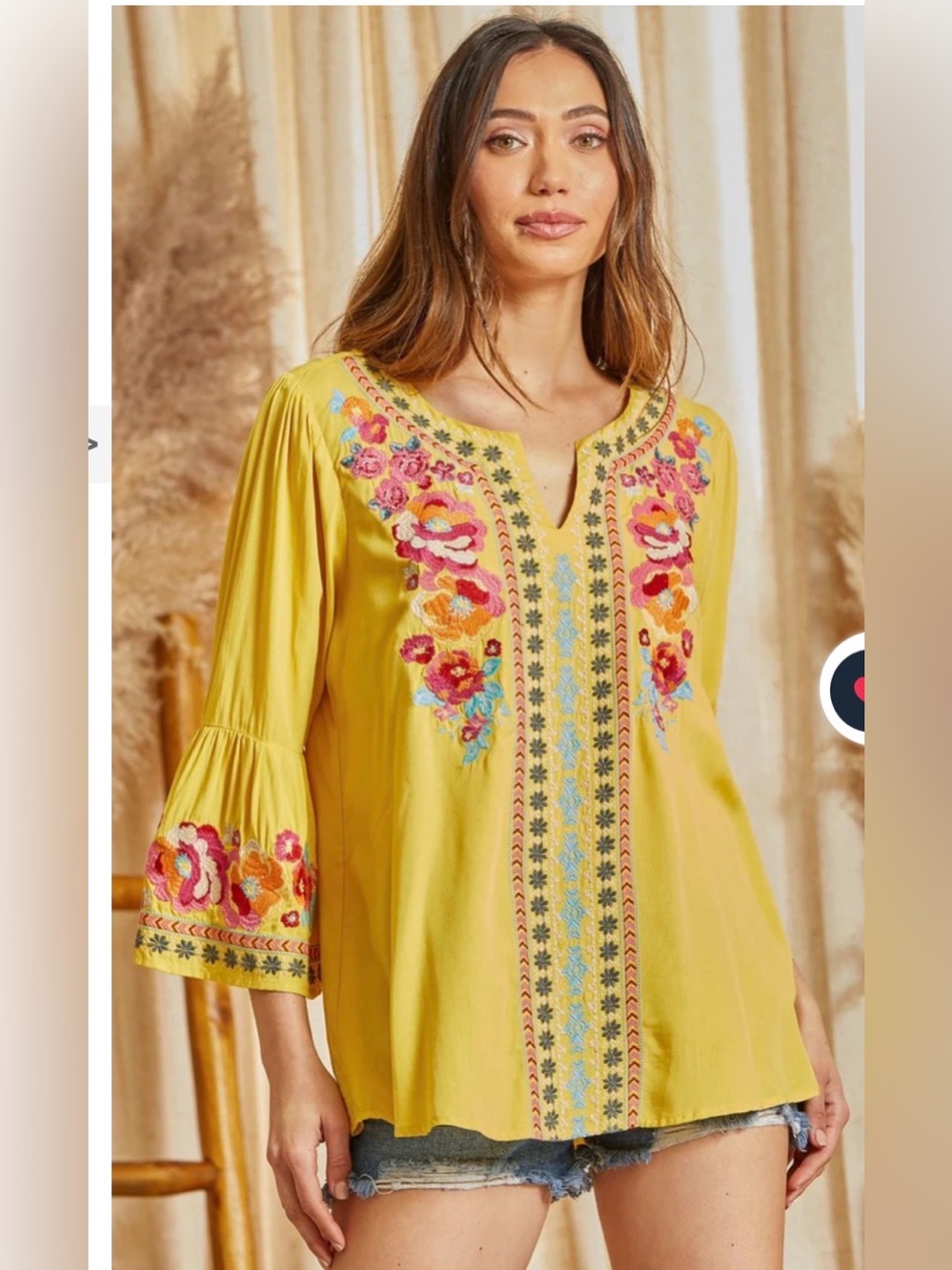 Andree by Unit South Beach embroidered top size large